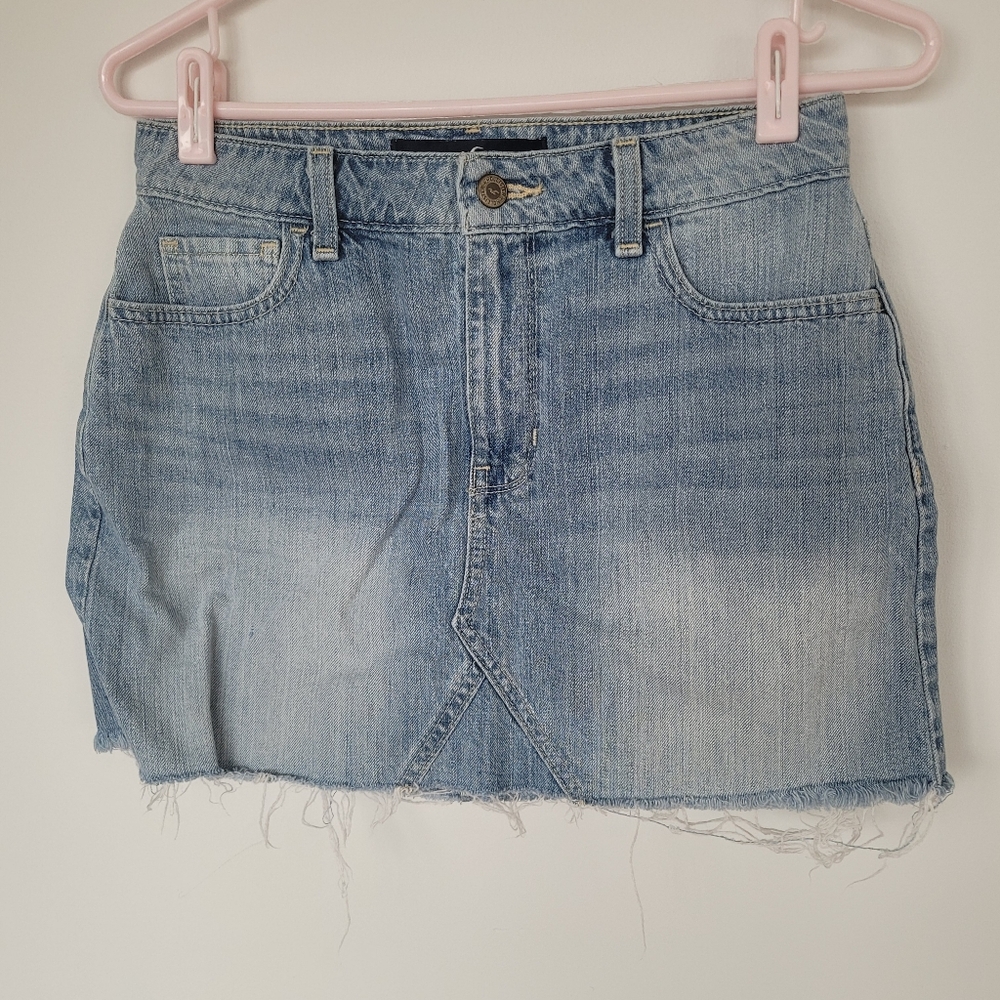 Hollister Distressed Bottom Denim Skirt, size 5/27